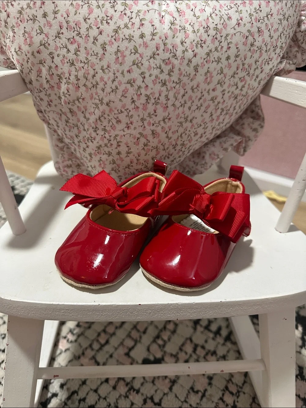 Amazon Red Patent Baby Mary Jane Shoes with Bow Accent